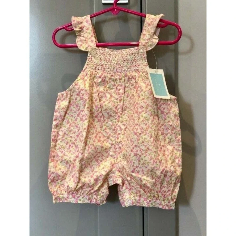 New 12 Mo Agabang Sunsuit Flowers Infant Infants Baby Girl Romper Smocking Girls